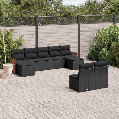 Set Divani da Giardino 9 pz con Cuscini Nero in Polyrattan | homemem39