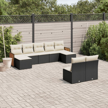Set Divani da Giardino 9 pz con Cuscini Nero in Polyrattan - homemem39