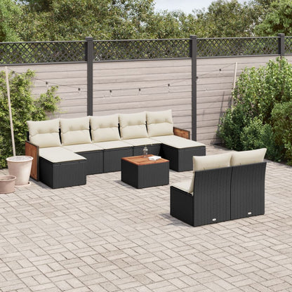 Set Divani da Giardino 10pz con Cuscini in Polyrattan Nero | homemem39