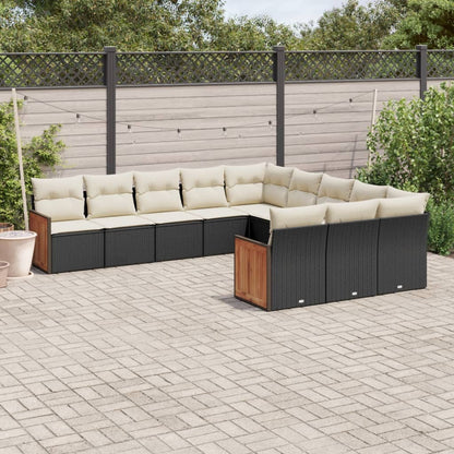 Set Divani da Giardino 11 pz con Cuscini in Polyrattan Nero - homemem39