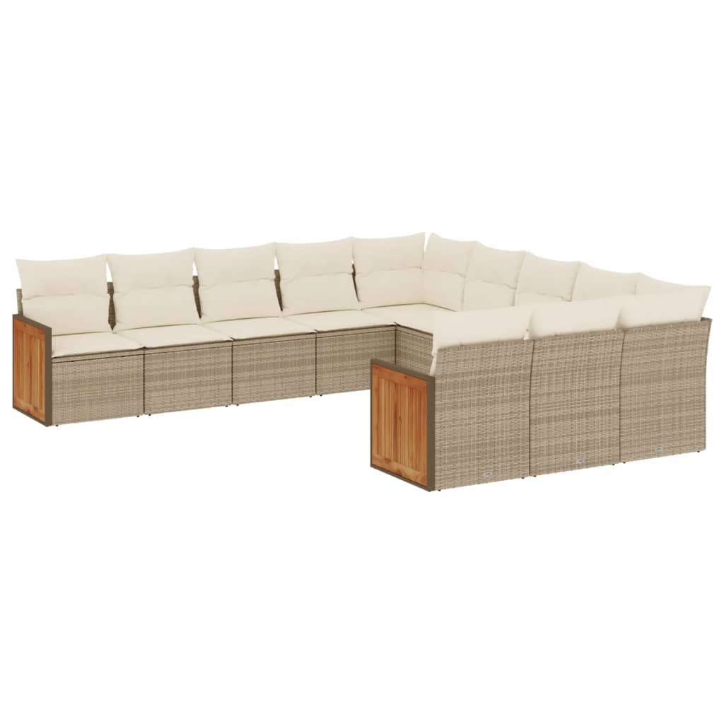 Set Divani da Giardino 11 pz con Cuscini Beige in Polyrattan - homemem39