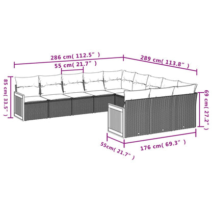 Set Divani da Giardino 11 pz con Cuscini Beige in Polyrattan | homemem39