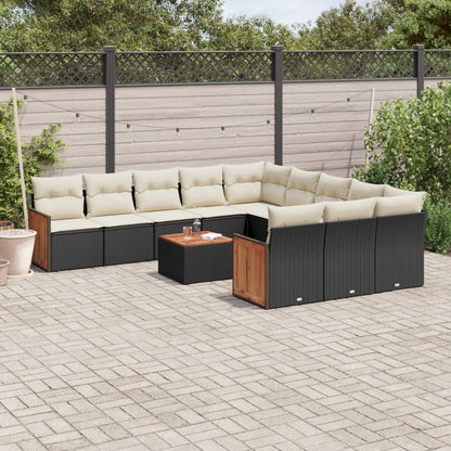 Set Divani da Giardino 12 pz con Cuscini Nero in Polyrattan - homemem39