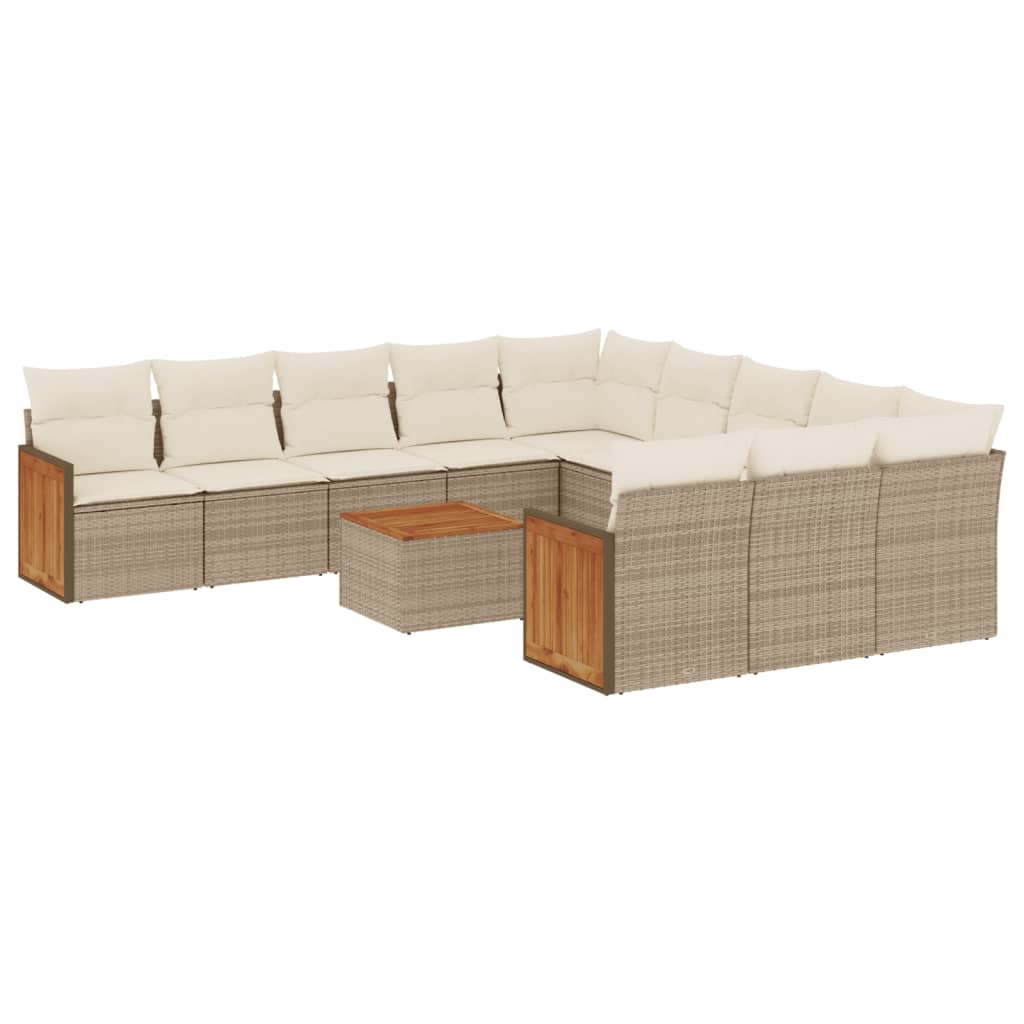 Set Divani da Giardino 12 pz con Cuscini Beige in Polyrattan - homemem39