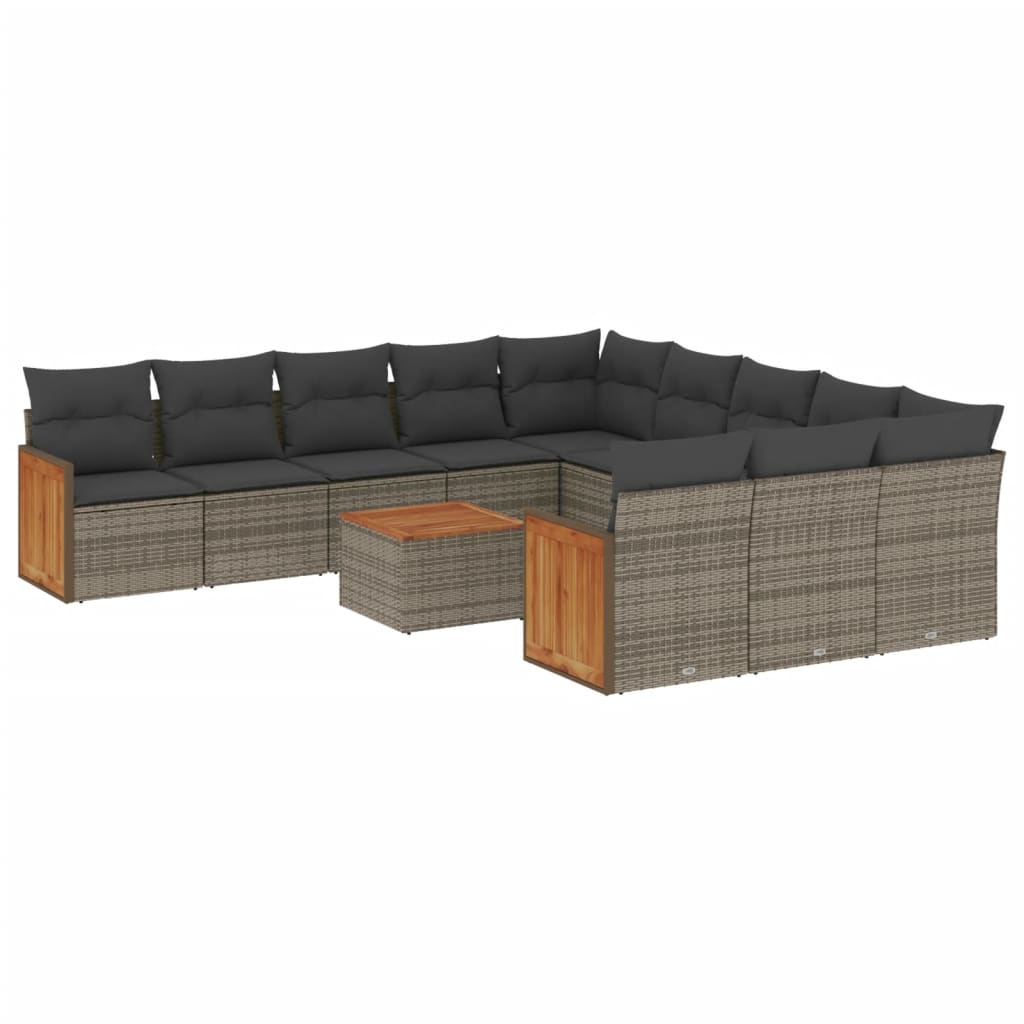 Set Divani da Giardino 12 pz con Cuscini Grigio in Polyrattan - homemem39