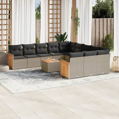 Set Divani da Giardino 12 pz con Cuscini Grigio in Polyrattan | homemem39