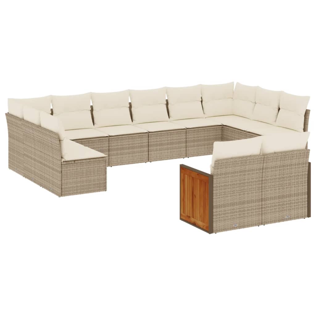 Set Divani da Giardino 12 pz con Cuscini Beige in Polyrattan - homemem39