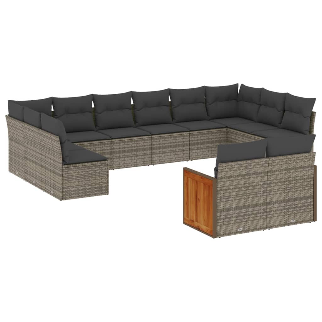 Set Divani da Giardino 12 pz con Cuscini Grigio in Polyrattan | homemem39