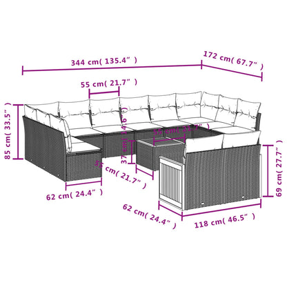 Set Divani da Giardino 13 pz con Cuscini Grigio in Polyrattan | homemem39