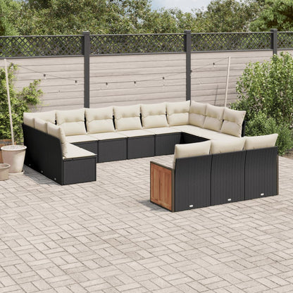 Set Divani da Giardino 13pz con Cuscini Nero in Polyrattan - homemem39
