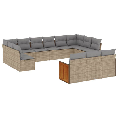 Set Divano da Giardino 13 pz con Cuscini Beige in Polyrattan - homemem39