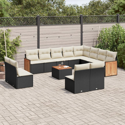 Set Divani da Giardino 13pz con Cuscini Nero in Polyrattan | homemem39