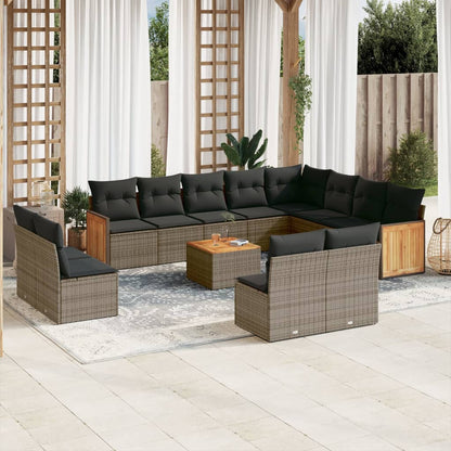 Set Divani da Giardino 13 pz con Cuscini Grigio in Polyrattan | homemem39
