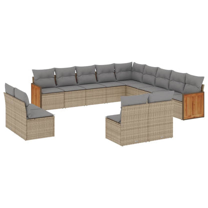Set Divano da Giardino 13 pz con Cuscini Beige in Polyrattan - homemem39