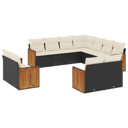 Set Divani da Giardino 11 pz con Cuscini in Polyrattan Nero - homemem39
