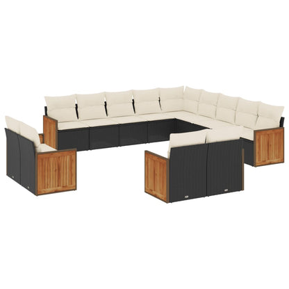 Set Divani da Giardino 13pz con Cuscini Nero in Polyrattan - homemem39