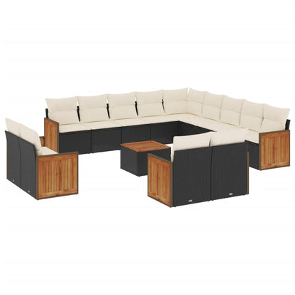 Set Divani da Giardino 14pz con Cuscini in Polyrattan Nero - homemem39