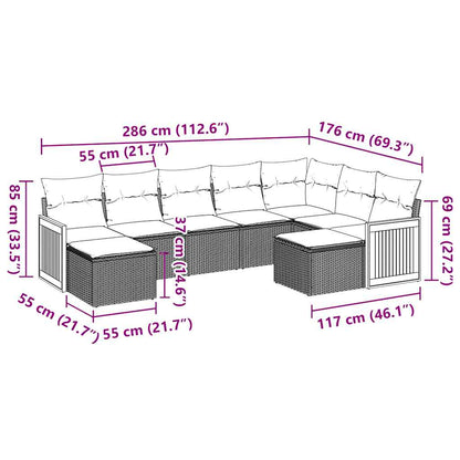 Set Divani da Giardino 9 pz con Cuscini Nero in Polyrattan | homemem39