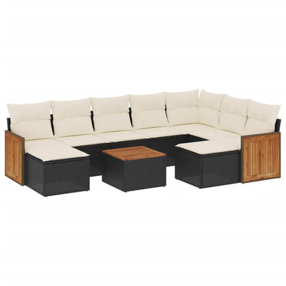 Set Divani da Giardino 10pz con Cuscini in Polyrattan Nero - homemem39