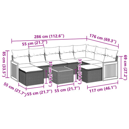 Set Divano da Giardino 10 pz con Cuscini Grigio in Polyrattan | homemem39