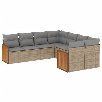 Set Divano da Giardino 8 pz con Cuscini Beige in Polyrattan - homemem39