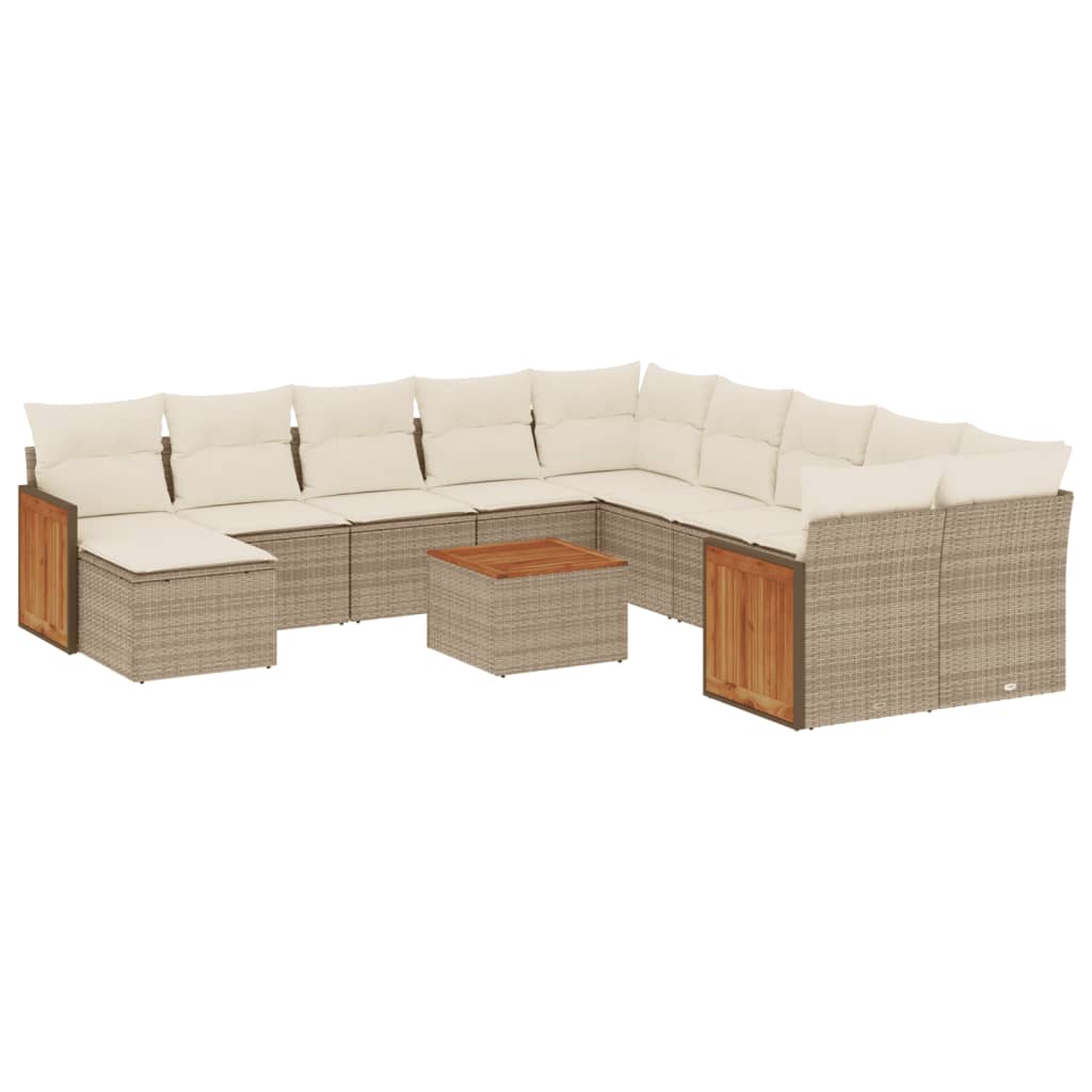 Set Divani da Giardino 12 pz con Cuscini Beige in Polyrattan - homemem39