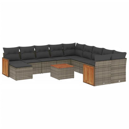 Set Divani da Giardino 12 pz con Cuscini Grigio in Polyrattan | homemem39