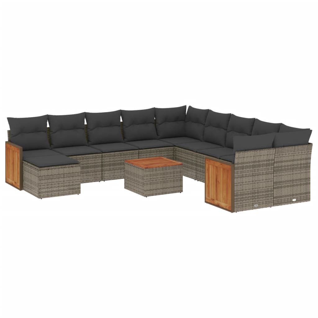 Set Divani da Giardino 12 pz con Cuscini Grigio in Polyrattan - homemem39