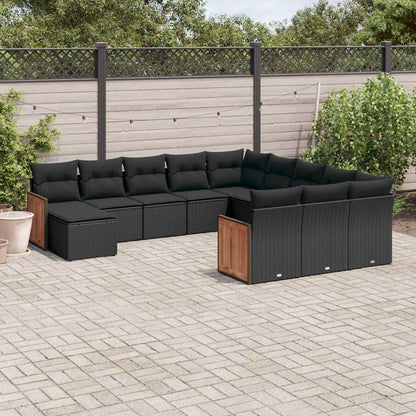 Set Divani da Giardino 12 pz con Cuscini Nero in Polyrattan | homemem39
