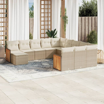 Set Divani da Giardino 12 pz con Cuscini Beige in Polyrattan - homemem39