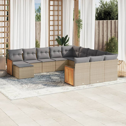 Set Divani da Giardino 12 pz con Cuscini Beige in Polyrattan | homemem39