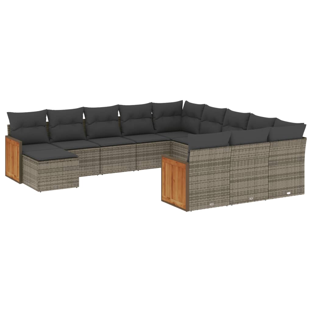 Set Divani da Giardino 12 pz con Cuscini Grigio in Polyrattan | homemem39