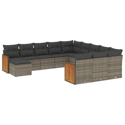 Set Divani da Giardino 12 pz con Cuscini Grigio in Polyrattan | homemem39