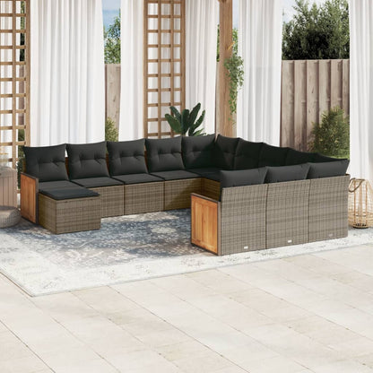 Set Divani da Giardino 12 pz con Cuscini Grigio in Polyrattan | homemem39