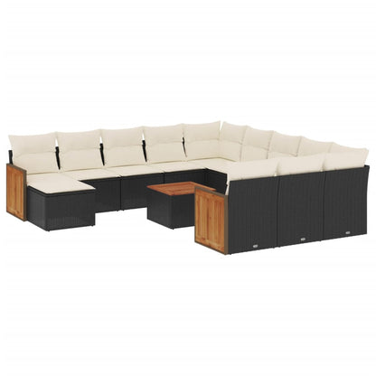 Set Divani da Giardino 13pz con Cuscini Nero in Polyrattan | homemem39