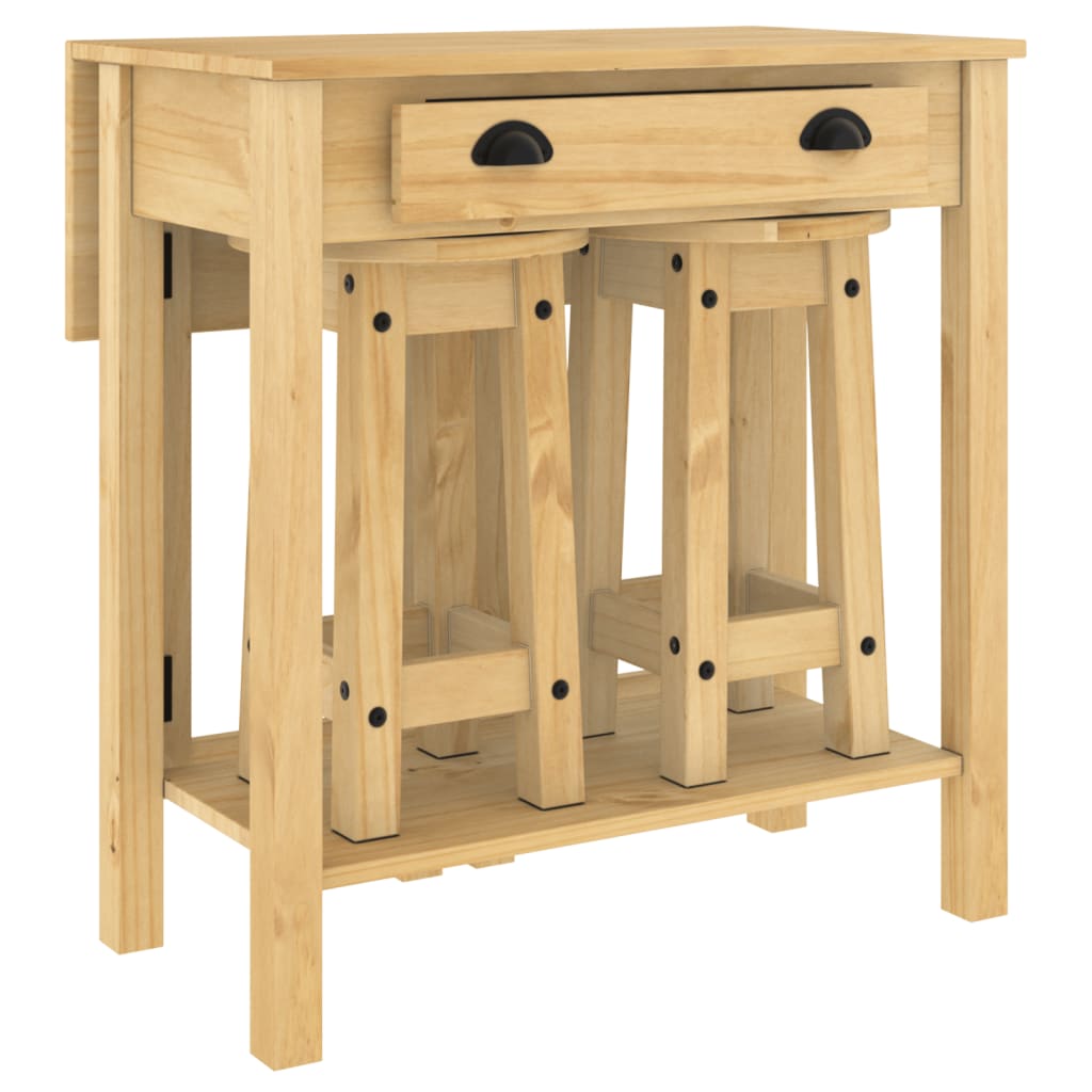 Set da Bar 3 pz in Legno Massello di Pino | homemem39