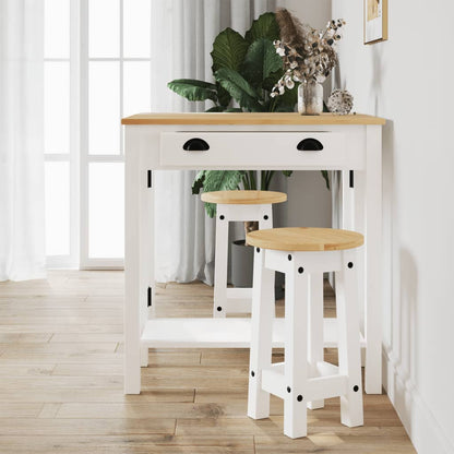 Set da Bar 3 pz Bianco in Legno Massello di Pino | homemem39
