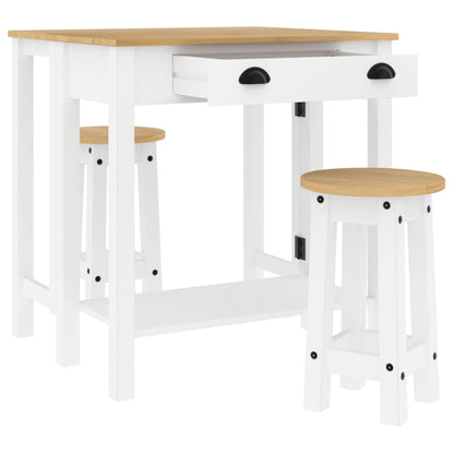 Set da Bar 3 pz Bianco in Legno Massello di Pino | homemem39