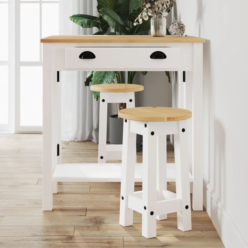Set da Bar 3 pz Bianco in Legno Massello di Pino | homemem39