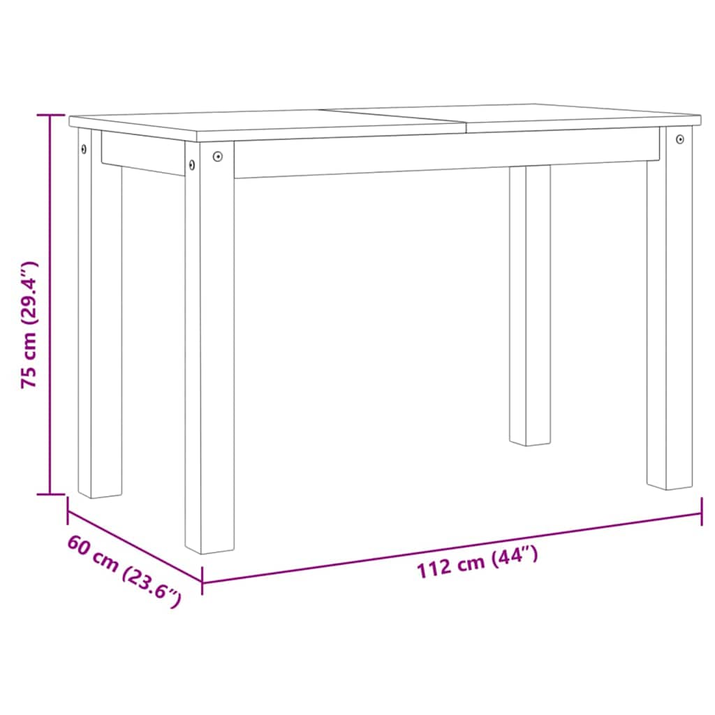 Tavolo da Pranzo PANAMA Grigio 112x60x75 cm Legno Massello Pino | homemem39