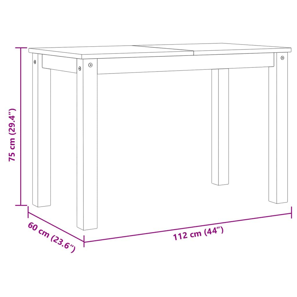 Tavolo da Pranzo PANAMA Bianco 112x60x75 cm Legno Massello Pino | homemem39