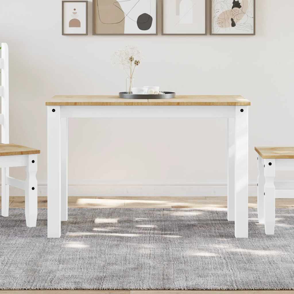 Tavolo da Pranzo PANAMA Bianco 112x60x75 cm Legno Massello Pino | homemem39