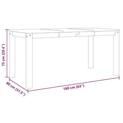 Tavolo da Pranzo PANAMA 160x80x75 cm in Legno Massello di Pino | homemem39