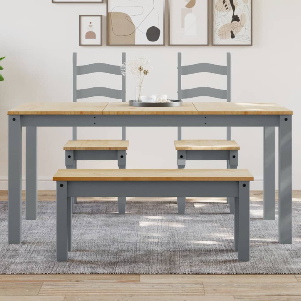 Tavolo da Pranzo PANAMA Grigio 160x80x75 cm Legno Massello Pino | homemem39