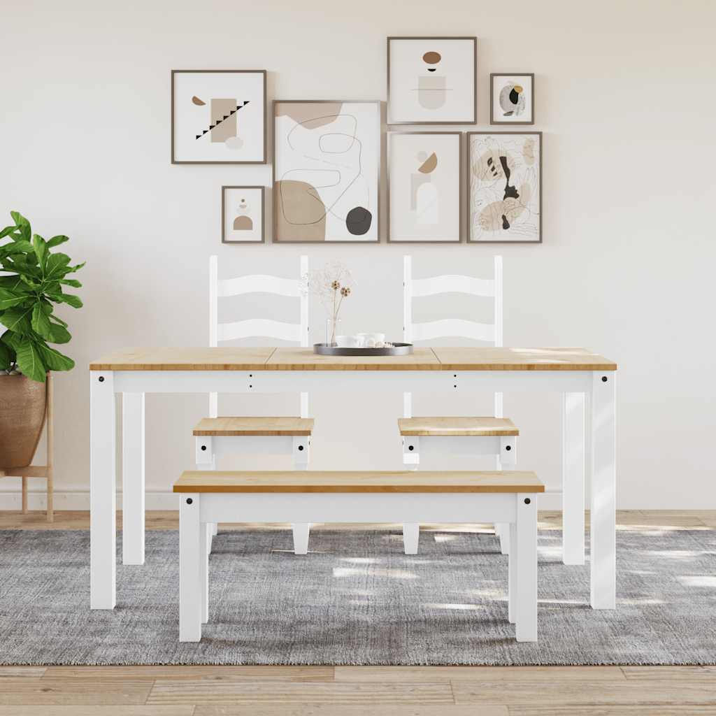 Tavolo da Pranzo PANAMA Bianco 160x80x75 cm Legno Massello Pino | homemem39