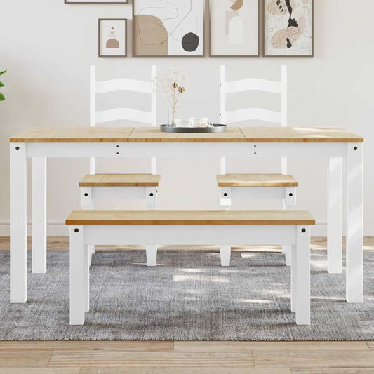 Tavolo da Pranzo PANAMA Bianco 160x80x75 cm Legno Massello Pino | homemem39