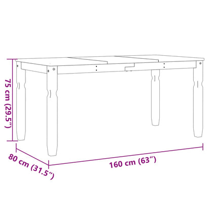 Tavolo da Pranzo Corona 160x80x75 cm in Legno Massello di Pino | homemem39