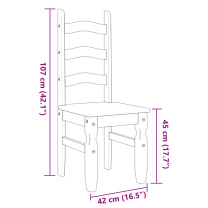Sedie da Pranzo 2 pz Corona Grigie 42x47x107 cm Legno Massello di Pino