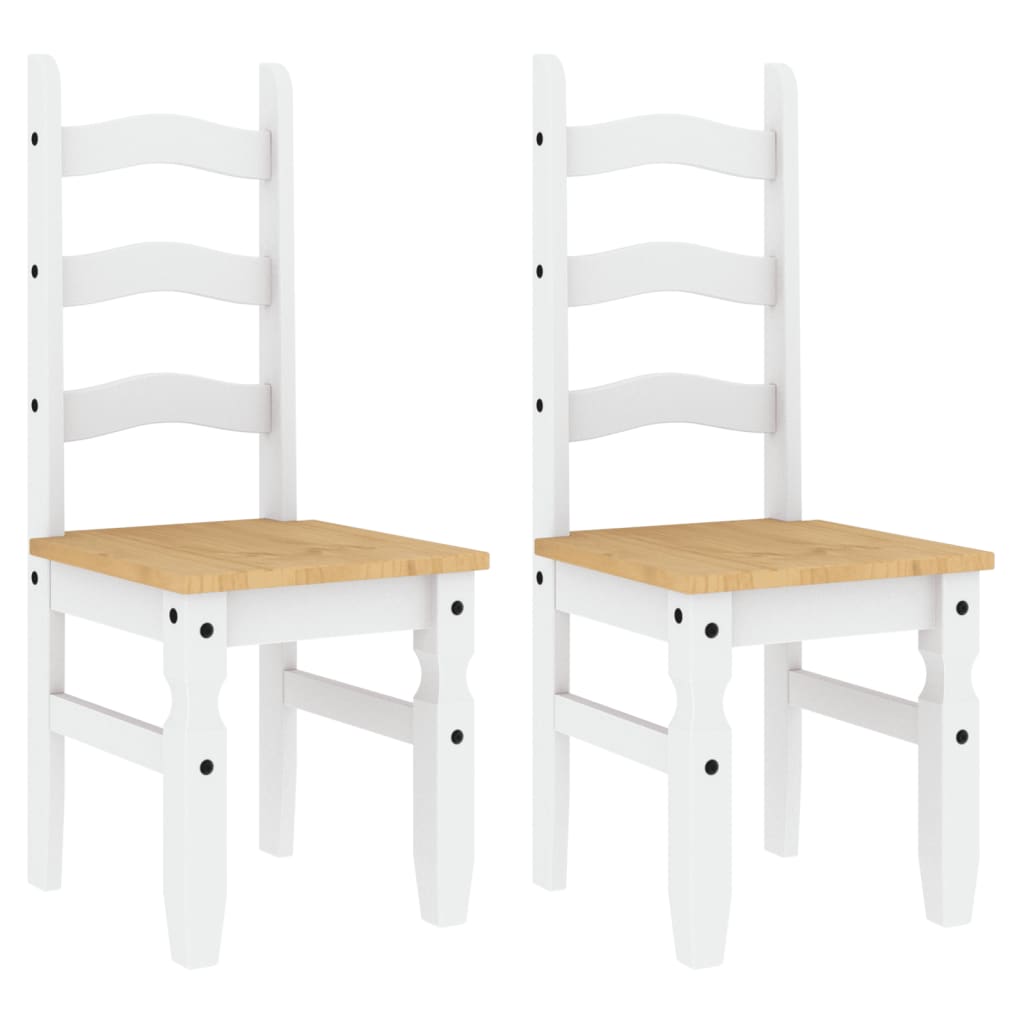 Sedie da Pranzo 2 pz Corona Bianche 42x47x107cm Legno Massello di Pino | homemem39