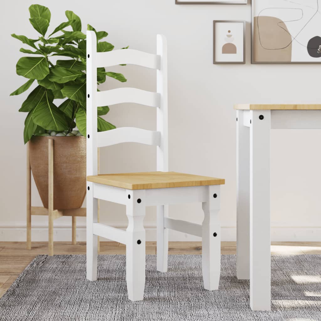 Sedie da Pranzo 2 pz Corona Bianche 42x47x107cm Legno Massello di Pino | homemem39